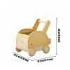 Bothyi Children Trolley Rolling Toy Organizer Push Cart Storage Chest Infant Pusher Polypropylene Material Food Grade PP Suitable for Nursery Playroom Living Room, Yellow, Yellow and White, Small view 4