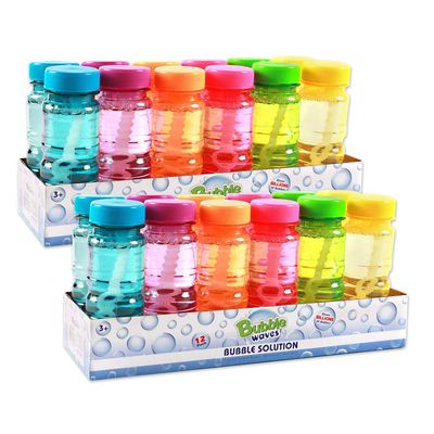 Big Bubble Bottle 24 Pack - 4oz Blow Bubbles Solution Novelty Summer Toy - Activity Party Favor Assorted Colors Set