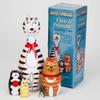 Bits and Pieces - Cleo & Friends Nesting Cats-Hand Painted Wooden Nesting Dolls Matryoshka - Set of 5 Dolls from 7" Tall with Gift Box view 2