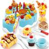 HenMerry 75PCS DIY Cutting Cake Set - Kids Play Kitchen Food Pretend Play Toy - Best for Girls Birthday Party Gift (75PCS Blue) view 1
