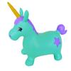 AppleRound Unicorn Bouncer with Hand Pump, Inflatable Space Hopper, Ride-on Bouncy Animal for Children (Turquoise) view 2