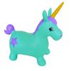 AppleRound Unicorn Bouncer with Hand Pump, Inflatable Space Hopper, Ride-on Bouncy Animal for Children (Turquoise) view 3