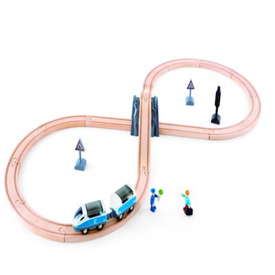Hape E3729 Figure 8 Safety Train Railway Set, 14.76" L x 3.15" W x 9.45" H, Multicolor