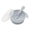 Bumkins Baby Bowl, Silicone Feeding Set with Suction for Baby and Toddler, Includes Spoon and Lid, First Feeding Set, Training Essentials for Baby Led Weaning for Babies 4 Months Up, Gray view 1