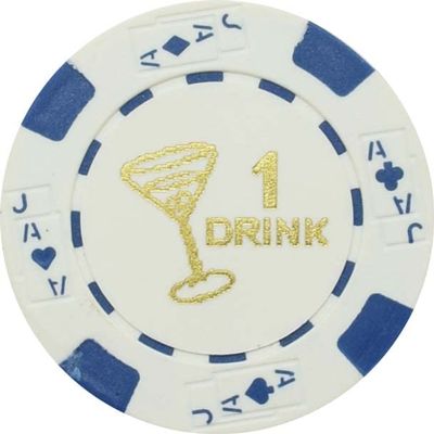 10 Free Drink White Poker Chips Tokens Restaurants OR BAR - Martini Glass