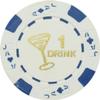 10 Free Drink White Poker Chips Tokens Restaurants OR BAR - Martini Glass view 1