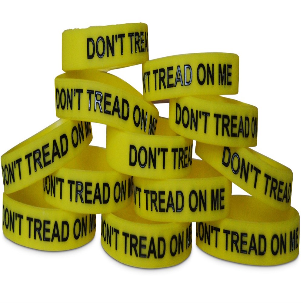 Novel Merk Don't Tread On Me 12-Piece Yellow Party Favor & School Carnival Prize Silicone Rubber Band Wristband Bracelet Accessory