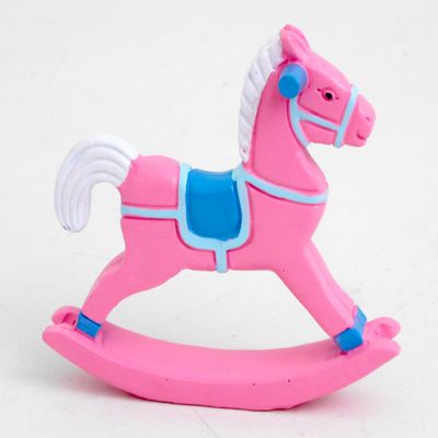 Wood Pink Rocking Horse (Pack of 6) / Baby Shower Girl, Newborn Favor, Gift