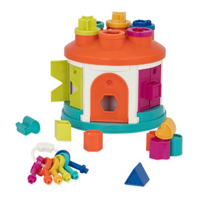 Battat Shape & Color Sorting Toy Developmental Toy Pattern Matching Game Color Coded Keys 2+ Years Shape Sorter House