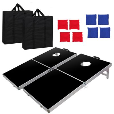 BBBuy Foldable Cornhole Toss Bean Bag Game Set MDF Board with Aluminum Frame 8 Corn Hole Bean Bags & Carrying Bag Outdoor Lawn Yard Game (4FT x 2FT)
