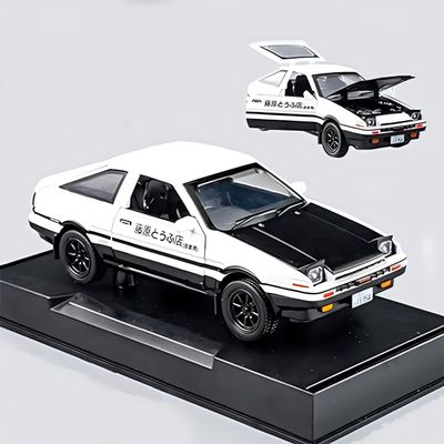 Mzexoma Initial D Trueno AE86 Alloy Diecast Car Model, Sports Car Toys for Kids and Adults,Pull Back Vehicles Toy Cars (Black-Type A)