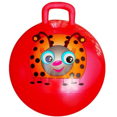 AppleRound Hippity Hoppity Hopball with Ball Pump, 18in/45cm Diameter for Age 3-7, Kangaroo Bouncer, Space Hopper Ball with Handle for Children, Printed Design (Ladybug)