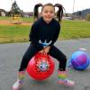 AppleRound Hippity Hoppity Hopball with Ball Pump, 18in/45cm Diameter for Age 3-7, Kangaroo Bouncer, Space Hopper Ball with Handle for Children, Printed Design (Ladybug) view 2