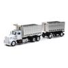 Kenworth W900 Double Dump Truck with Trailer in Red and Chrome, cab is die-cast Metal, Balance is high Impact Plastic,unisex-children view 1