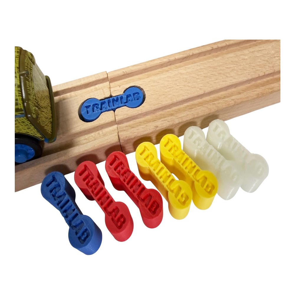 TrainLab.com DogBone Wooden Train Track Connectors, Adapters Compatible with Thomas and Friends, Brio, and All Wooden Railway Systems (8-Pack Fun Set for Kids and Adults)