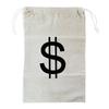 Super Z Outlet Large Canvas Natural Money Bag Pouch with Drawstring Closure and Dollar Sign Design for Toy Party Favors, Bank Robber Cowboy Pirate Theme, Carrying Case Sack view 2