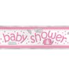 12ft Foil Pink Elephant Girl Baby Shower Banner view 1