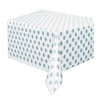 Elegant Silver Dots Rectangular Plastic Table Cover - 54" x 108" (1 Pc.) - Perfect for Parties, Events & Ceremonies