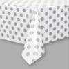 Elegant Silver Dots Rectangular Plastic Table Cover - 54" x 108" (1 Pc.) - Perfect for Parties, Events & Ceremonies view 3