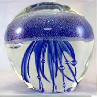 3.25" Glowing Blue Glass Jellyfish