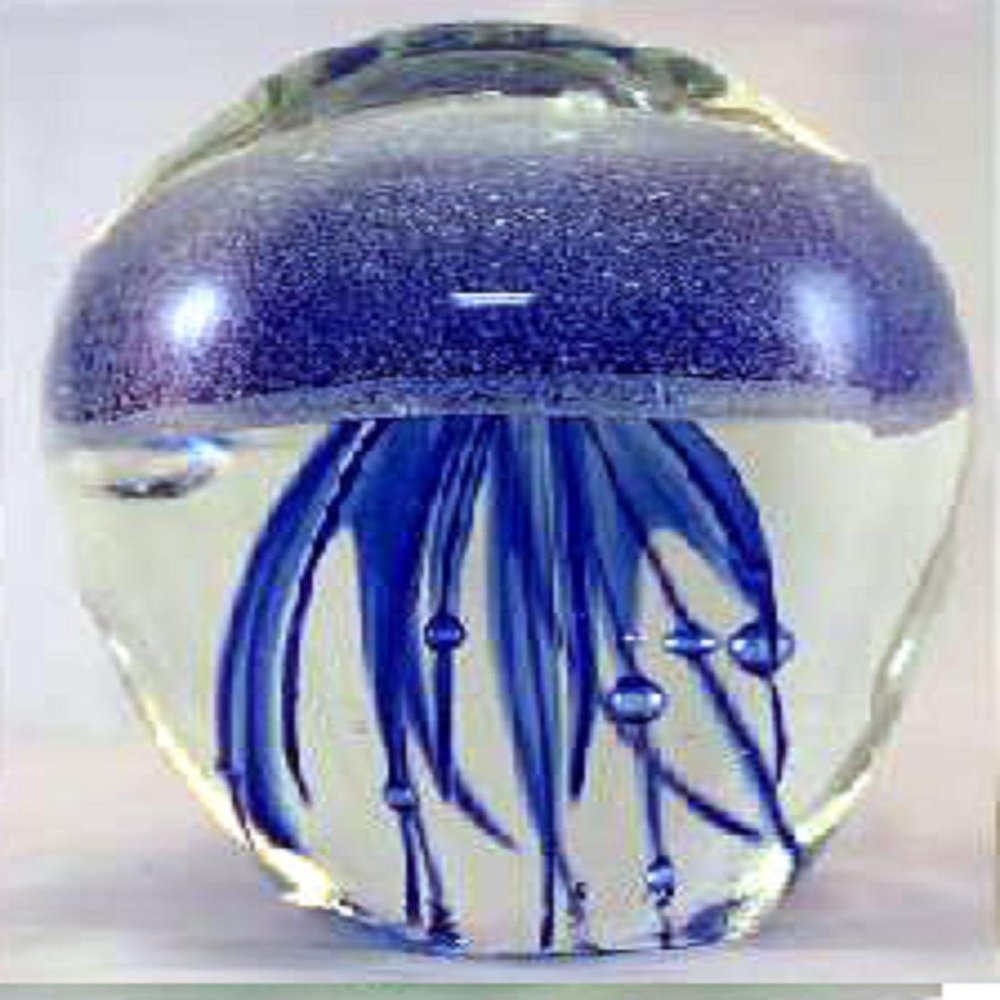 3.25" Glowing Blue Glass Jellyfish