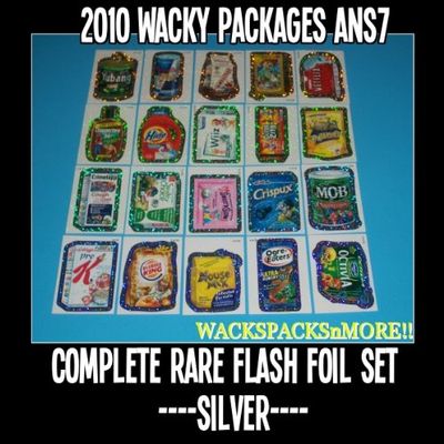 2010 Wacky Packages Ans7 Complete Flash Foil Set + Wrapper!!