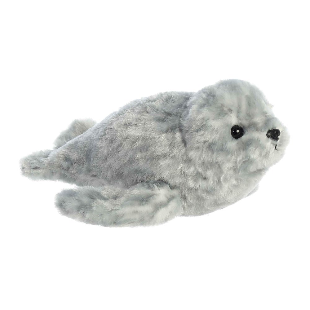 Aurora Adorable Mini Flopsie Harbor Seal Stuffed Animal - Mini Companions Ready for Playful Adventures - for Kids All Ages, Toddlers, Adults, and Families - Gray 8 Inches