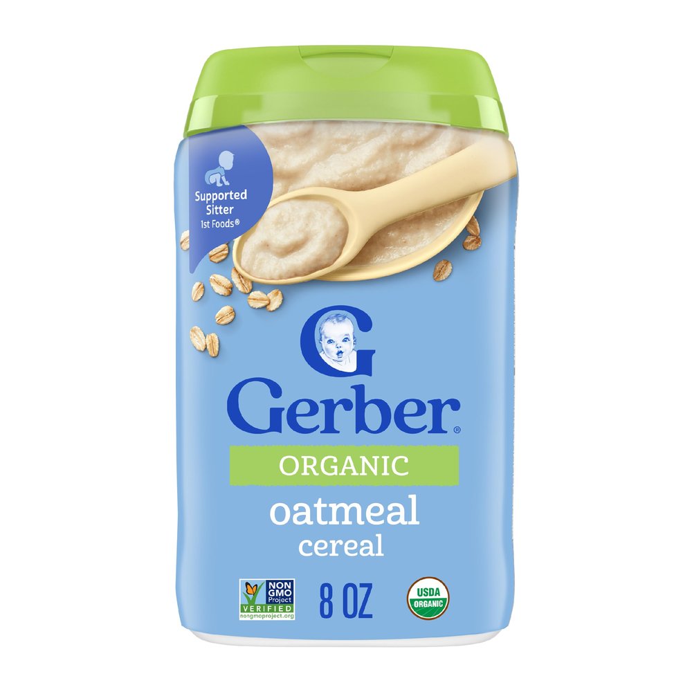 Gerber Organic for Baby 1st Foods Grain & Grow Cereal, Oatmeal Cereal, Made with Whole Grains & Iron, USDA Organic & Non-GMO, 8-Ounce Canister (Pack of 1)