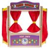 HEY! PLAY! Puppet Theater for Kids - Wooden Tabletop Toy with Curtains, Blackboard, and Clock to Inspire Imagination and Creativity in Boys and Girls view 1