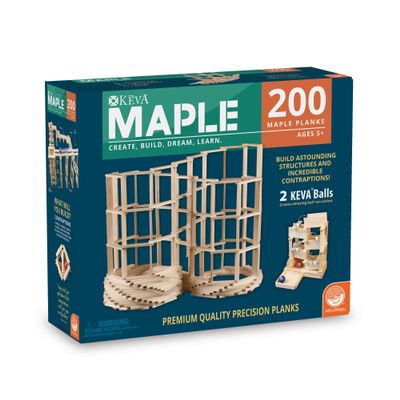 MindWare KEVA Maple 200 Plank Wooden Building Blocks Set - Free-Form 3D Structure Building Set for Kids