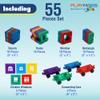 Playmags Magnetic Tiles Train Car Set for Kids - 55pcs Magnet Building Blocks Accessory Set with 4 Cars - Durable Creative STEM Learning Toys for Boys, Girls & Toddlers view 2