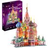 CubicFun LED Russia Cathedral 3D Puzzles for Adults Kids, St.Basil's Cathedral Architecture Building Church Model Kits Toys for Teens, 224 Pieces view 1