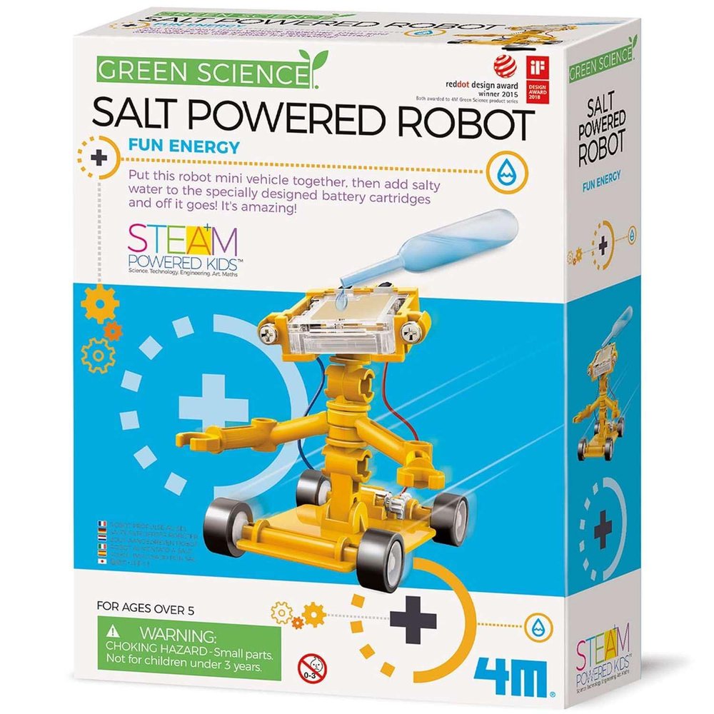 Rhode Island Novelty Educational Green Science Salt-Powered Robot Kit Great for STEM Activity, Classroom Reward & Gift for Kids