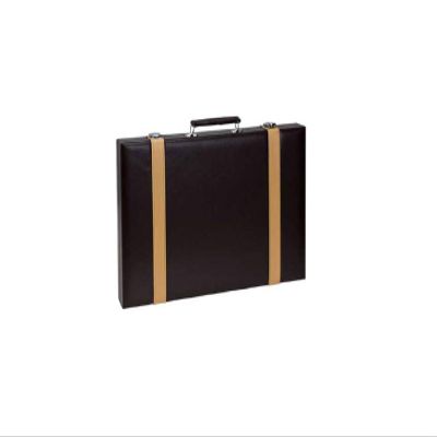 18.12" Backgammon Set in Leatherette Top Handle Case, Brown/Tan