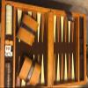 18.12" Backgammon Set in Leatherette Top Handle Case, Brown/Tan view 2