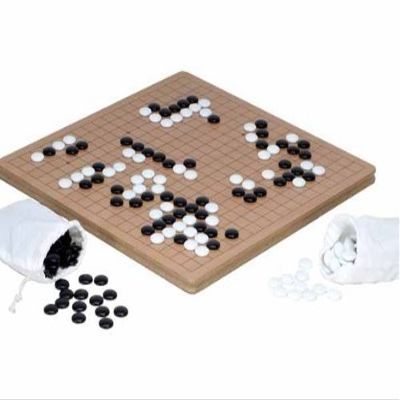 18.4" Go Game with Plastic Gamepiece in Bags, Black & White