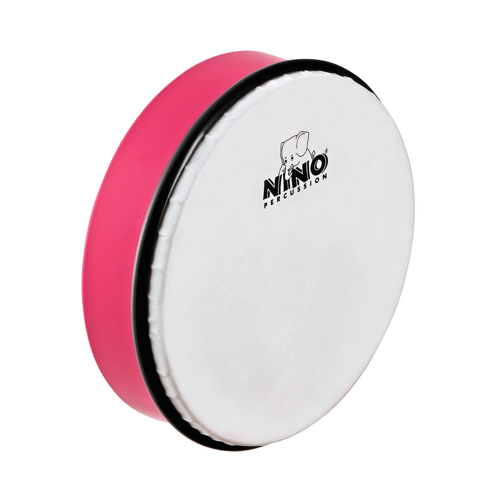 8" Hand Drum with Wooden Beater, Strawberry Pink - NOT MADE IN CHINA - ABS Plastic and Synthetic Heads, Great for Classroom Music, 2-YEAR WARRANTY