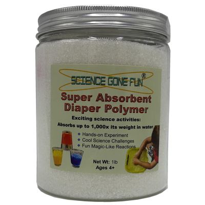 Science Educational Products - Superabsorbent Diaper Polymer 1 Lb Sodium Polyacrylate - Superabsorbent Polymer, Also Great for Making Slime