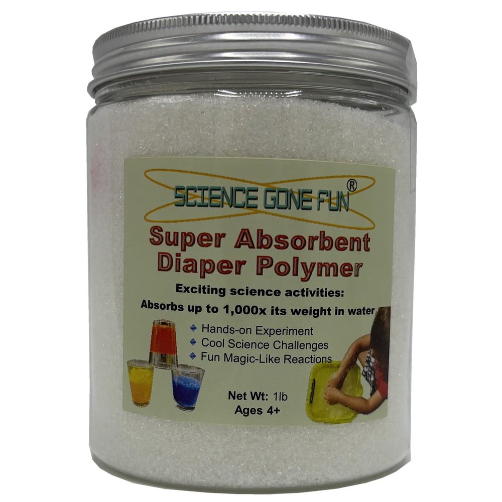 Science Educational Products - Superabsorbent Diaper Polymer 1 Lb Sodium Polyacrylate - Superabsorbent Polymer, Also Great for Making Slime