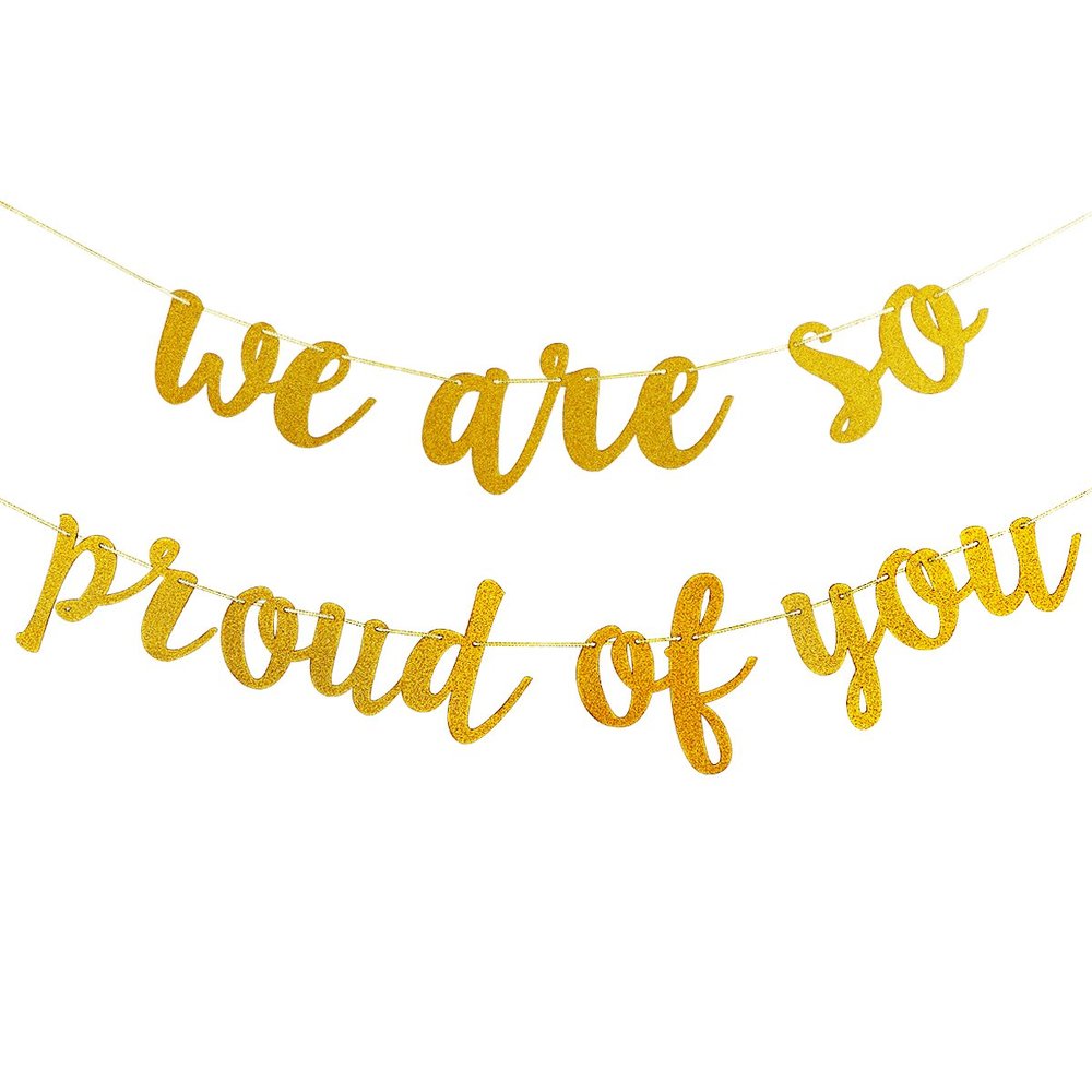 2026 Graduation Banner Party Decorations Gold Glitter We are So Proud of You Banner, Gold 2026 Congratulations Banner for High School College Graduation Party Decorations 2026
