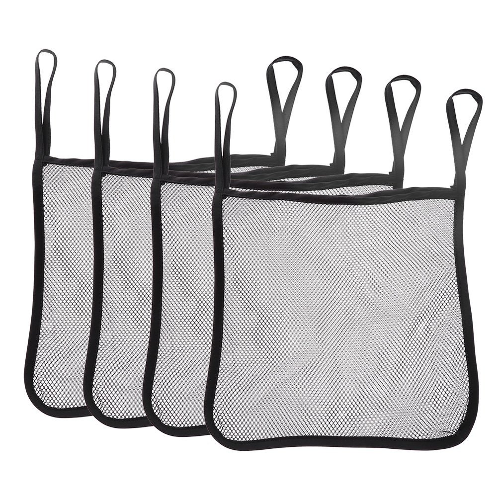 4Pcs Baby Stroller Organizer Bag, Hanging Mesh Stroller Caddy for Diaper Travel Essentials, Oxford Fabric Storage Pouch 11.8"x12.5" Black