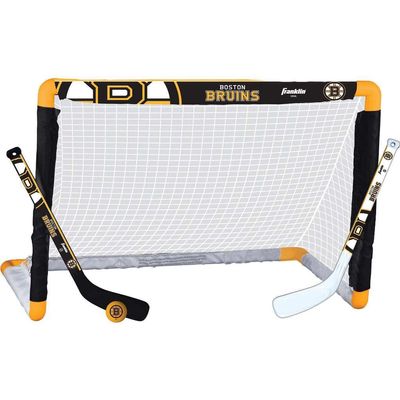 Franklin Sports NHL Boston Bruins Mini Hockey Set - Kids Indoor Knee Hockey Goal, Ball, + 2 Mini Stick Combo Set - Youth NHL Team Indoor Toy Sets - Ages 3+