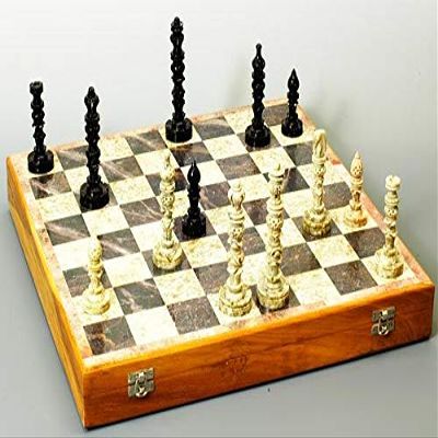 18 X 18 Hand Carved Stone Chess Set