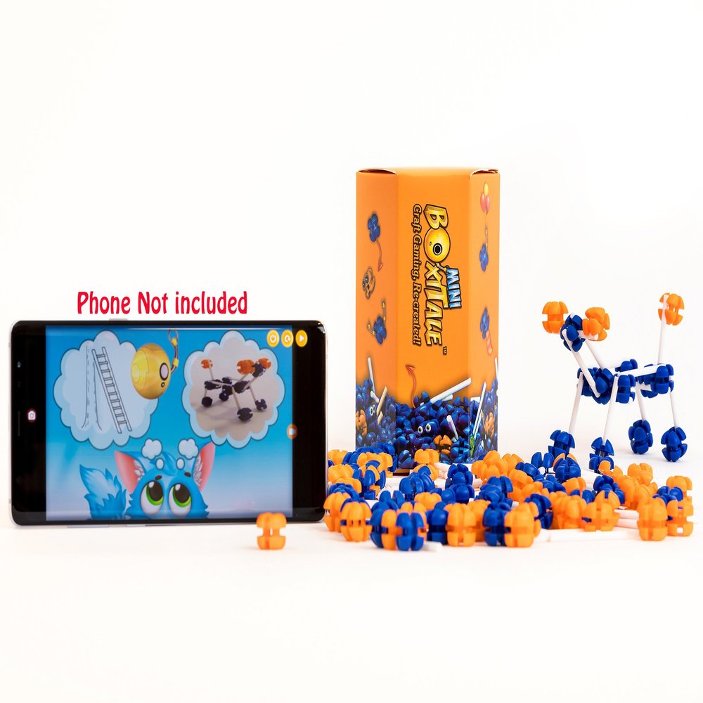 Boxitale  Mini Award Winning Interactive Assembly Game uses Phone/Tablet Free App Special connectors to Play a Smart Assembly Adventure, Creative, Challenging, Skill Development Include Application