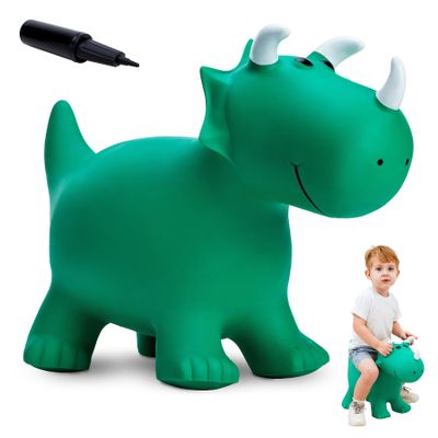 EVERICH TOY Kids Dinosaur Bouncy Animal Toys, Inflatable Triceratops Bouncer, Ride on Bounce Hopper, Indoor Outdoor Activity Birthday Gift for 18 Months 2 3 4 Years Old Boys