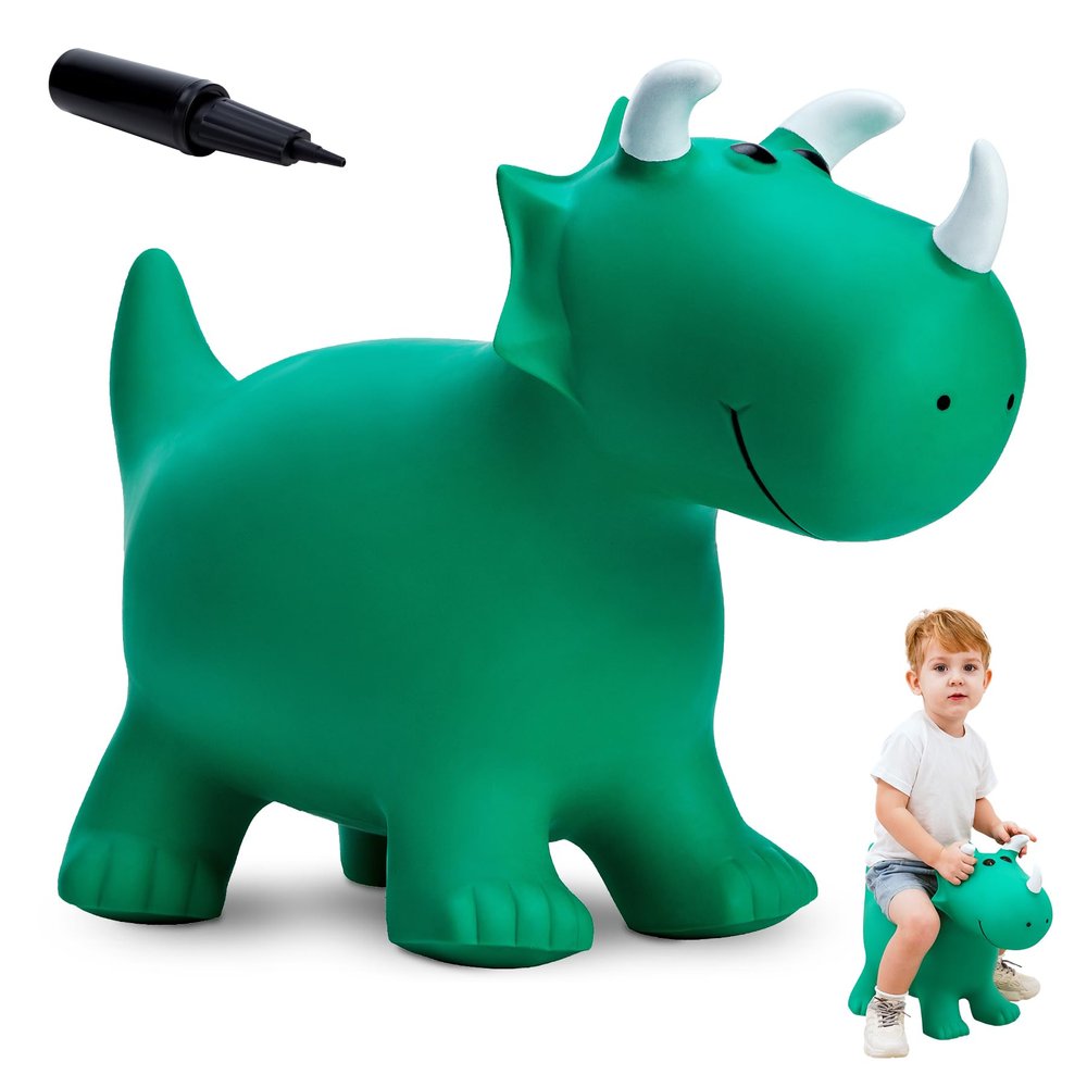 EVERICH TOY Kids Dinosaur Bouncy Animal Toys, Inflatable Triceratops Bouncer, Ride on Bounce Hopper, Indoor Outdoor Activity Birthday Gift for 18 Months 2 3 4 Years Old Boys