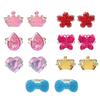 Elesa Miracle 28pcs Children Kids Little Girl Shiny Clip-on Earrings and Adjustable Jewelry Rings in Box, Girl Pretend Play Earrings and Dress up Rings view 3