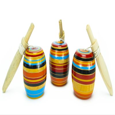 (3 Pack) Classic Wooden Balero Premium Quality Finish Artisan Hand Made/ Balero de Madera Mexicano - The Finish Handcrafted Tops - Balero de Madera de la Mejor Calidad (Assorted Colors)