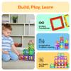 PicassoTiles 42pcs Magnetic Tiles Magnet Blocks See-Through Shape STEM Toys Building Block Educational Playset Compatible with Major Brand Tile -Starter Set for Boys and Girls Toddlers Ages 3+ PT42 view 4