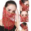 Belly Dance Face Veil India Dance Outfit Halloween Carnival Costumes Head Face Veil (red) view 2